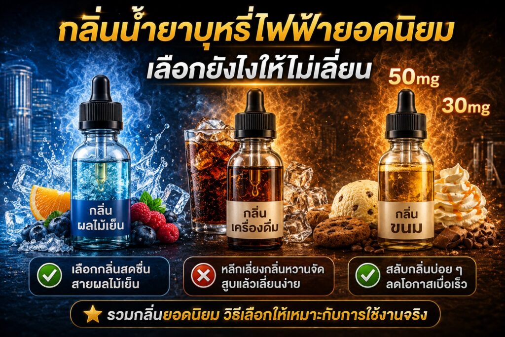 กลิ่นน้ำยาบุหรี่ไฟฟ้ายอดนิยม เลือกยังไงให้ไม่เลี่ยน