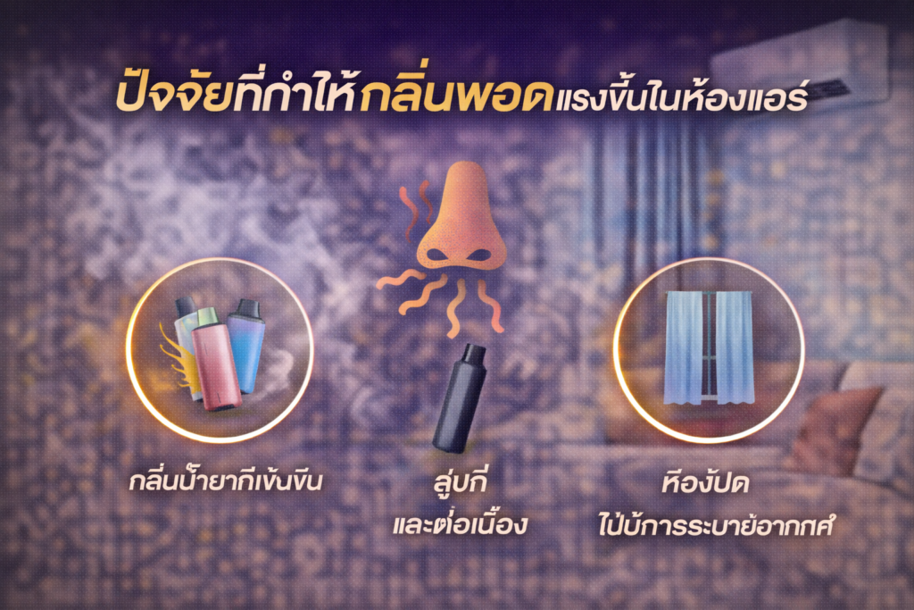 ปัจจัยที่ทำให้กลิ่นพอตแรงในห้องแอร์