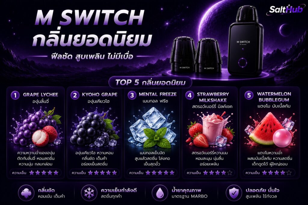 m switch กลิ่นยอดนิยมมีอะไรบ้าง?