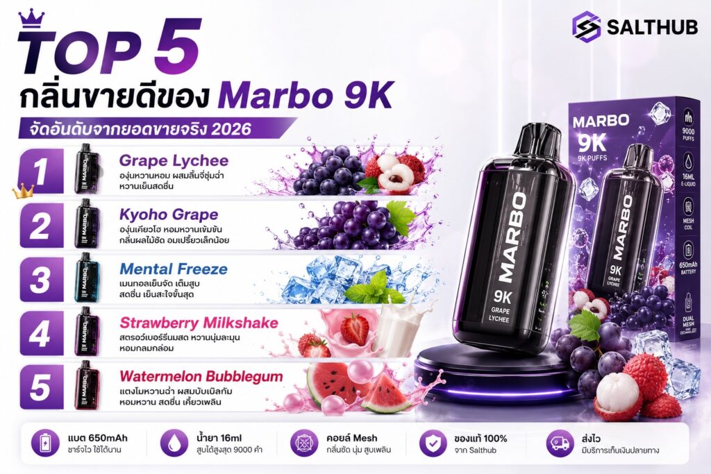 Top 5 กลิ่นขายดีของ Marbo 9K มีอะไรบ้าง?